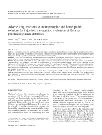 Adverse Drug Reactions to Anthroposophic and Homeopathic Solutions for Injection: a Systematic Evaluation of German Pharmacovigilance Databases