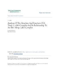 Analysis of the Structure and Function of a Timp-1/Cd63 Complex and Its Relationship to an Mt1-Mmp/Cd63 Complex
