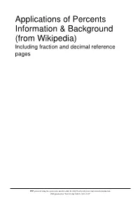 Applications of Percents Information & Background (From Wikipedia)