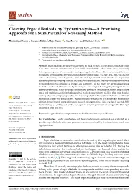Cleaving Ergot Alkaloids by Hydrazinolysis—A Promising Approach for a Sum Parameter Screening Method