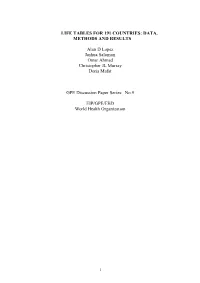 Life Tables for 191 Countries: Data, Methods and Results