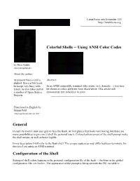 Using ANSI Color Codes General Configuration of the Shell