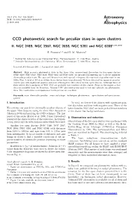 CCD Photometric Search for Peculiar Stars in Open Clusters