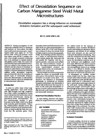 Effect of Deoxidation Sequence on Carbon Manganese Steel Weld Metal Microstructures