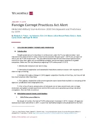 Foreign Corrupt Practices Act Alert Global Anti-Bribery Year-In-Review: 2018 Developments and Predictions for 2019