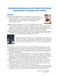 Summer Reading Adventures for Students Entering Third Grade At
