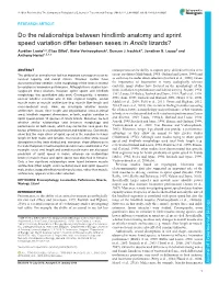 Do the Relationships Between Hindlimb Anatomy and Sprint Speed