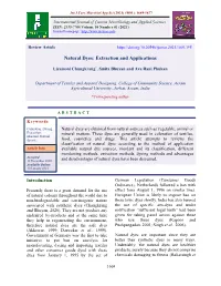Natural Dyes: Extraction and Applications