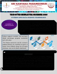 Tech-Bytes Newsletter December 2020 PYTHON and DATA SCIENCE TECHNOLOGY
