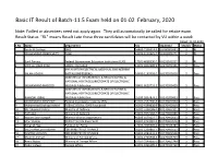 Basic IT Result of Batch-11.5 Exam Held on 01-02 February, 2020