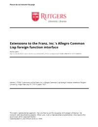 S Allegro Common Lisp Foreign Function Interface
