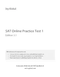 SAT Online Practice Test 1 | Ivy Global