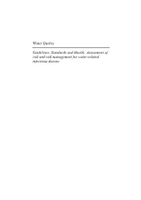 Water Quality Guidelines, Standards and Health: Assessment of Risk And