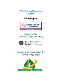 World Lung Day 2020 Nepal Event Report Submitted to European