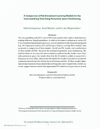 A Comparison of Reinforcement Learning Models for the Iowa Gambling Task Using Parameter Space Partitioning