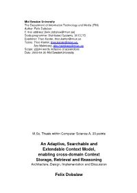 An Adaptive, Searchable and Extendable Context Model