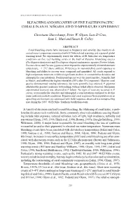 Bleaching and Recovery of Five Eastern Pacific Corals in an El Niño-Related Temperature Experiment