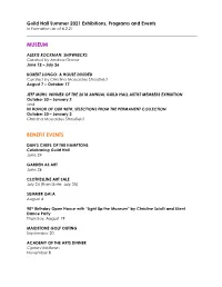 Guild Hall Summer 2021 Exhibitions, Programs and Events in Formation As of 6.2.21