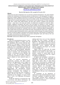 Implications of Community Infrastructure Provision in the Development of Medium-Sized Towns in Kwara State Nigeria Adedayo, A