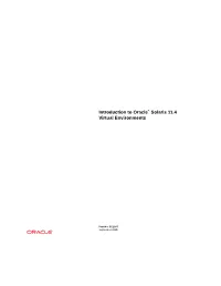 Introduction to Oracle® Solaris 11.4 Virtual Environments