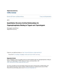 Quantitative Structure-Activity Relationships for Organophosphates Binding to Trypsin and Chymotrypsin