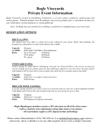 Bogle Vineyards Event Policy