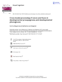 Cross-Modal Processing of Voices and Faces in Developmental Prosopagnosia and Developmental Phonagnosia
