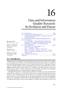 Data and Information Quality Research: Its Evolution and Future