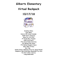 Gilberts Elementary Virtual Backpack 10/17/18