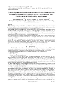 Identifying Threats Associated with Man-In-The-Middle Attacks During Communication Between a Mobile Device and the Back End Server in Mobile Banking Applications