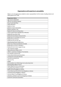 List of Charities Consulted