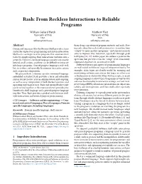 Rash: from Reckless Interactions to Reliable Programs