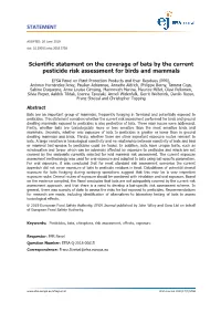 Scientific Statement on the Coverage of Bats by the Current Pesticide Risk