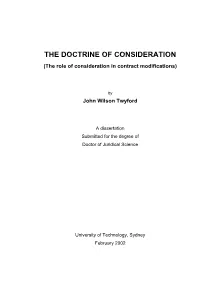THE DOCTRINE of CONSIDERATION (The Role of Consideration in Contract Modifications)
