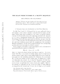 The Least Prime Number in a Beatty Sequence
