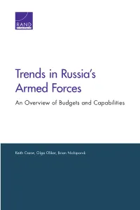 Trends in Russia's Armed Forces: an Overview of Budgets and Capabilities