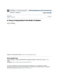 A Theory of Interpretation in the Realm of Idealism