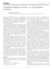 Complement Regulatory Proteins: Are They Important in Disease?