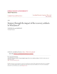 Journey Through the Impact of the Recovery Artifacts in Windows 8 WENDELL Kenneth JOHNSON Iowa State University