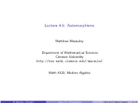 Lecture 4.6: Automorphisms