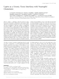 Leptin As a Uremic Toxin Interferes with Neutrophil Chemotaxis