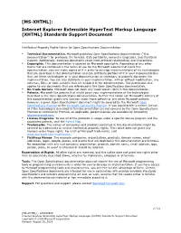 MS-XHTML]: Internet Explorer Extensible Hypertext Markup Language (XHTML) Standards Support Document