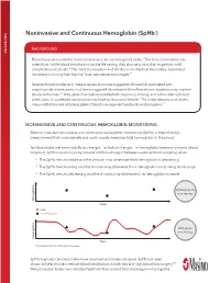 Noninvasive and Continuous Hemoglobin Monitoring (Sphb), a Breakthrough a Breakthrough Hemoglobin Monitoring (Sphb), Masimo Invented Noninvasive and Continuous Blood