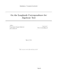 On the Langlands Correspondence for Algebraic Tori
