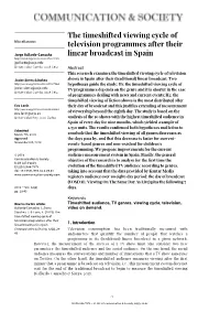 The Timeshifted Viewing Cycle of Television Programmes After Their Linear Broadcast in Spain