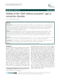 Validity of the “Drift Without Pronation” Sign in Conversion Disorder Corinna Daum and Selma Aybek*