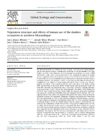 Vegetation Structure and Effects of Human Use of the Dambos Ecosystem in Northern Mozambique