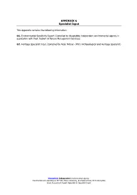 APPENDIX G Specialist Input