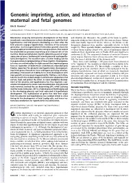 Genomic Imprinting, Action, and Interaction of Maternal and Fetal Genomes