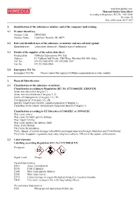 Material Safety Data Sheet 1. Identification of the Substances